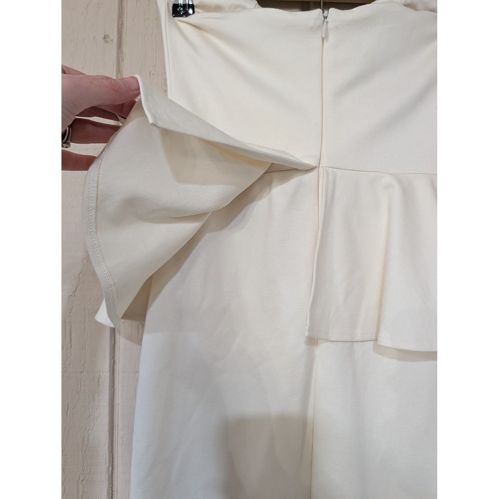 Amanda Uprichard Ivory Strapless Peplum Bodycon Dress Small Cream - Picture 14 of 16